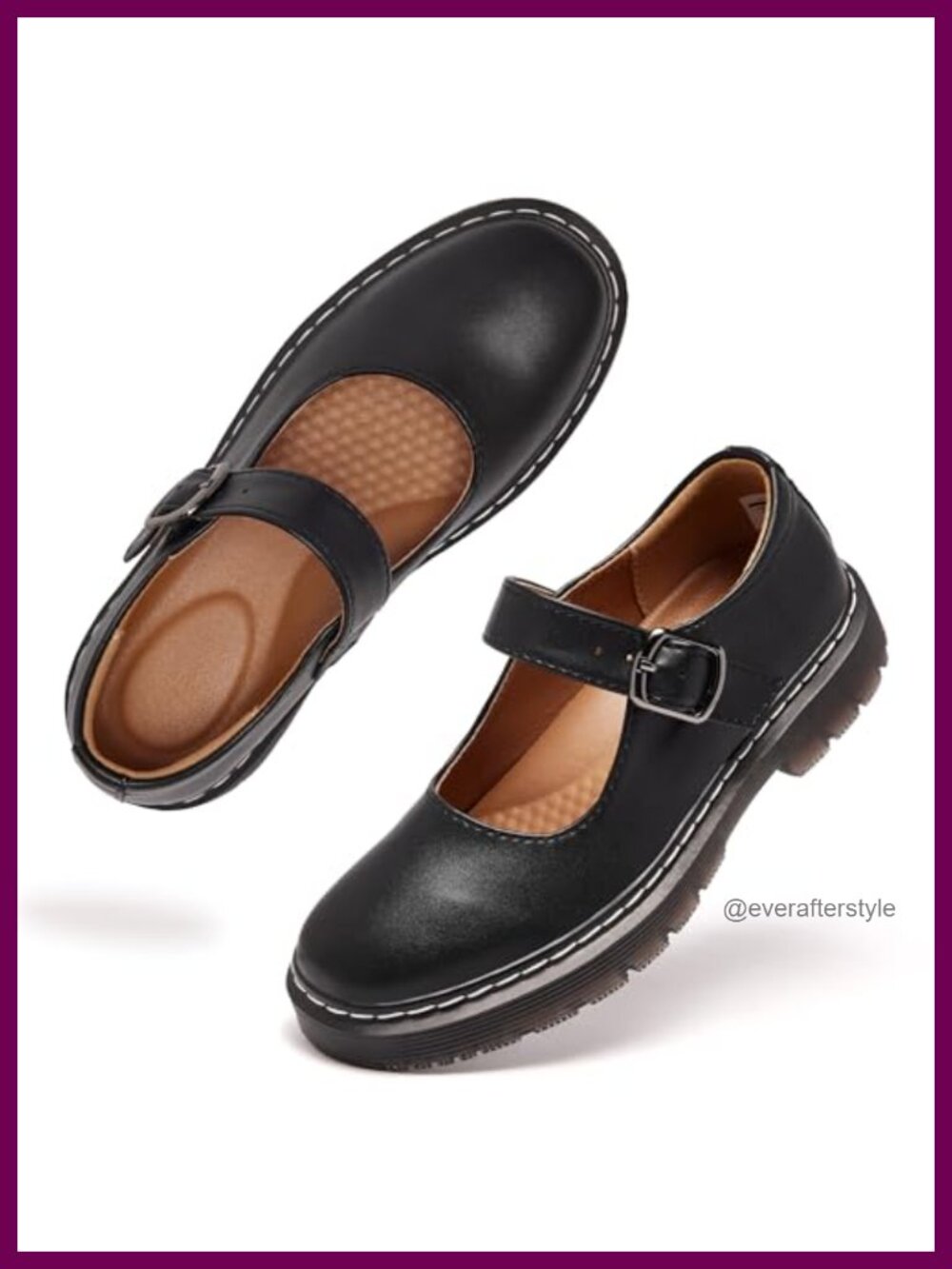 Womens Mary Jane Flats Faux Leather Memory Foam Work Office School